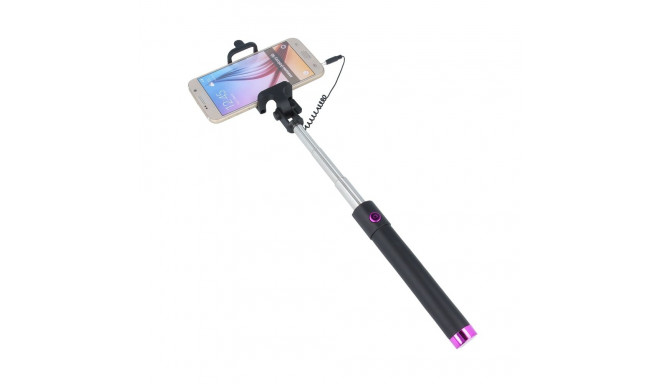 Forever JMP-100 Mini Selfie Stick ar Pogu Statīvā un 3.5mm Audio vadu Rozā