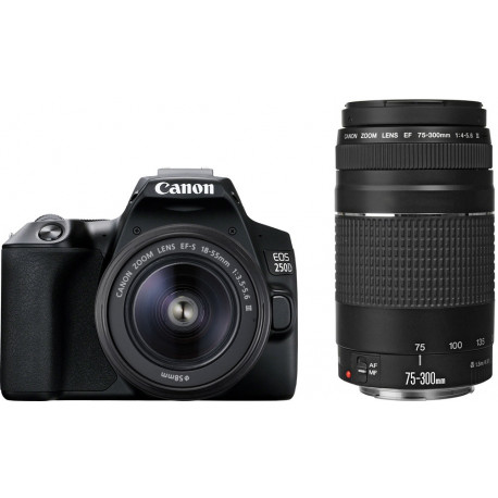 Canon EOS 250D + 18-55mm + 75-300mm Kit, black
