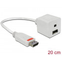 Delock üleminek DisplayPort (M) - Displayport (F) + mini Displayport (F), 0.2m, valge