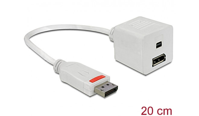 Üleminek DisplayPort (M) - Displayport (F) + mini Displayport (F), 0.2m, valge
