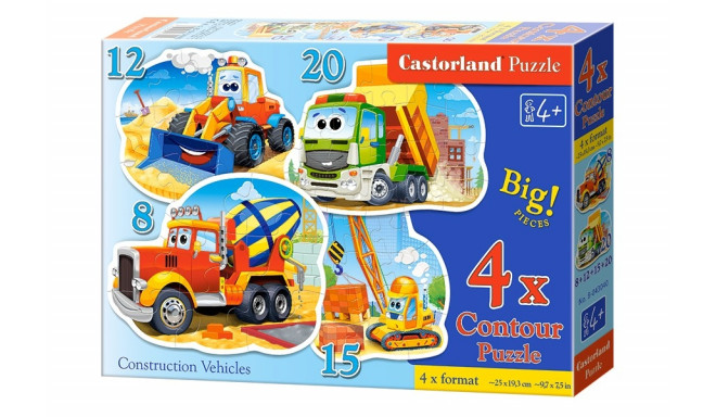 4 x CONTOUR PUZZLE, Construction Vehicles