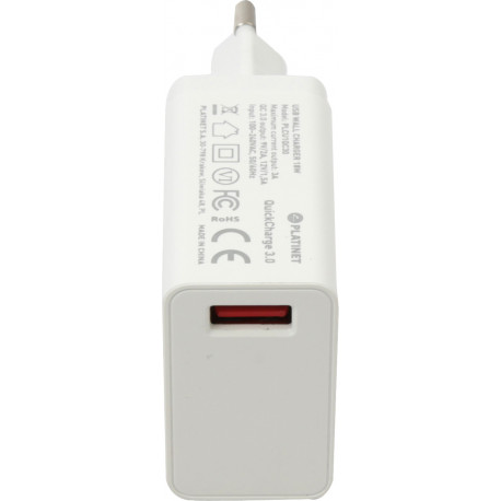 Platinet lādētājs USB 3A Quick Charge, balts (44755)