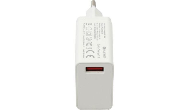 Platinet lādētājs USB 3A Quick Charge, balts (44755)