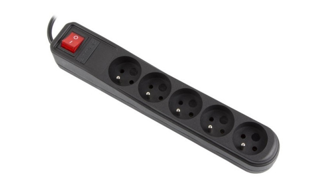 ARC5 5m anti-surge strip black (5 sockets)