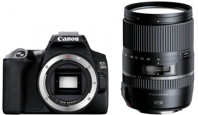 Canon EOS 250D + Tamron 16-300mm VC, melns
