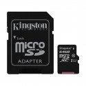 Kingston mälukaart microSDXC 64GB Canvas Class 10 + adapter (SDCS/64GB)