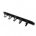 Cable organizer 19&#39;, 1U, 5 handles, black