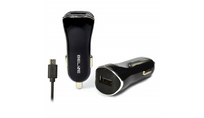 Car charger USB + microUSB 1A black