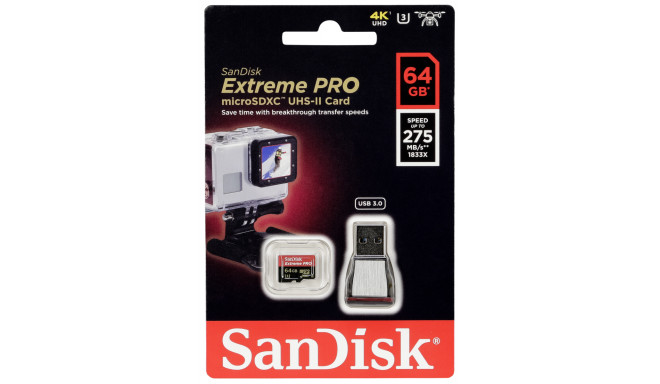 SanDisk mälukaart microSDXC 64GB Extreme PRO UHS-II (SDSQXPJ-064G-GN6M3)