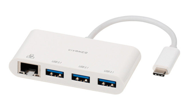 Vivanco adapter USB-C - LAN + hub 3-port (45388)