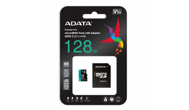 Memory card microSD Premier Pro 128 GB UHS1 U3 V30 A2 + adapter