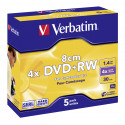 1x5 Verbatim DVD+RW 1,4GB JC 4x Speed, 8cm, matte silver