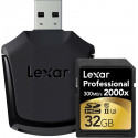 Lexar memory card SDHC 32GB Pro 2000X UHS-II U3 V90 + card reader