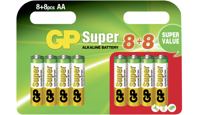 GP battery Super Alkaline AA LR06 8+8pcs