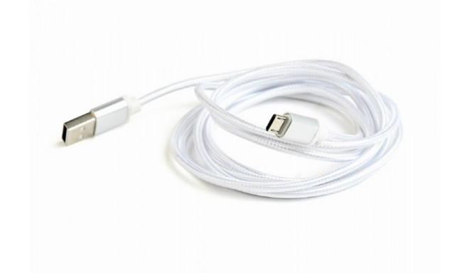 Cotton braided Micro USB cable/1.8m/silver