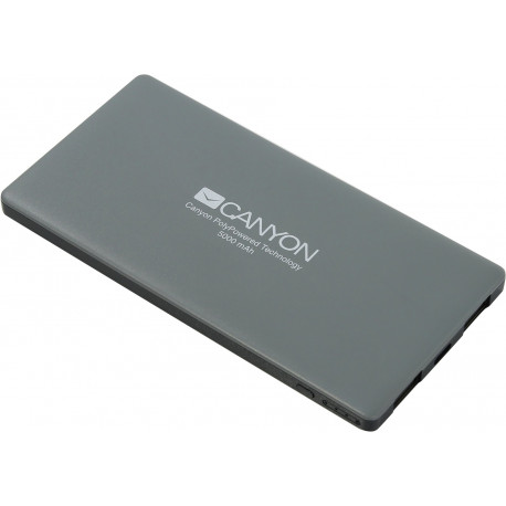 Canyon power bank 5000mAh, dark grey (CNS-TPBP5DG)