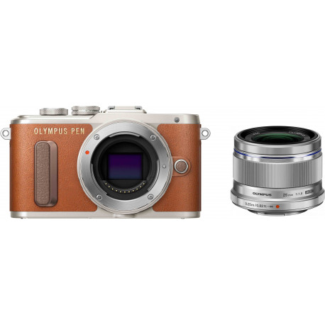 Olympus PEN E-PL8 + 25mm f/1.8, brown/silver