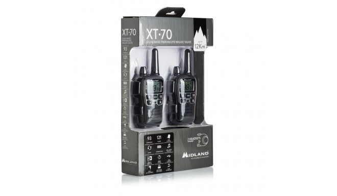 Midland XT70 käsiraadiosaatja, beebimonitor, 1000mAh NiMh aku, kiir laualaadija, USB kaabel, peakomp