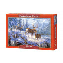 Puzzle 1000 pcs Light winter in the mountains, deers