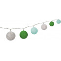 LED light chain with 10 cotton balls, battery-operated