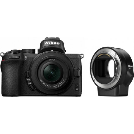 Nikon Z50 + Nikkor Z DX 16-50mm + objektīva adapteris FTZ