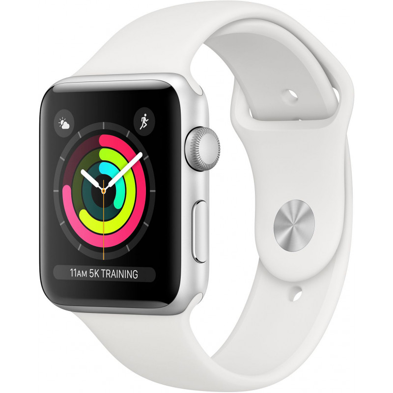 Apple Watch 3 GPS 38mm Sport Band, silver/white