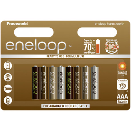 Panasonic eneloop akumulators AAA 750 8UE Earth