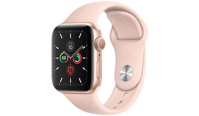 Apple Watch 5 GPS 44mm Sport Band, zeltīts/rozā smilšu