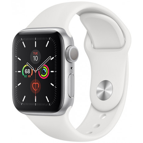 Apple Watch 5 GPS 44mm Sport Band, sudrabots/balts