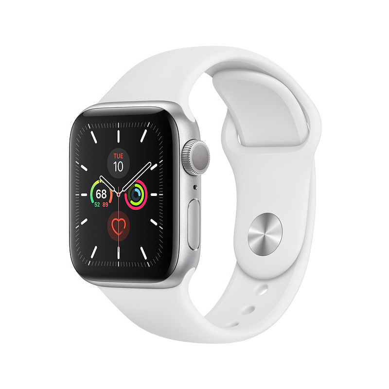 Apple Watch 5 GPS 40mm Sport Band, silver/white