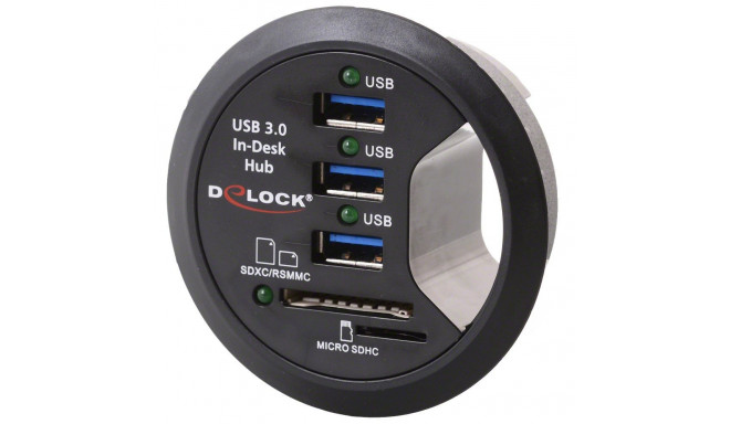 Delock Tisch-Hub 3 Port USB 3.0 + 2x SD