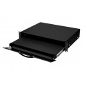 Adjustable shelf for keyboard and mouse 19´´ depth 350mm 2U, with lock RAL 9005 black
