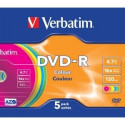 DVD-R 4,7GB 16x Colour slim 5pk Verbatim /5/2