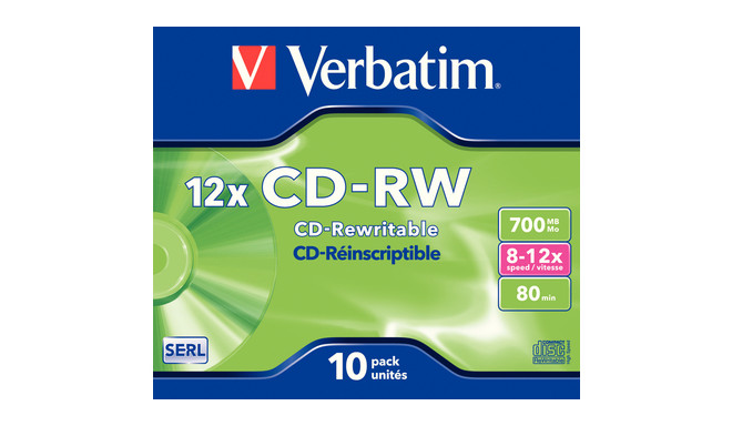 CD-RW 700MB 8-12x 43418 jewel Verbatim /10/10