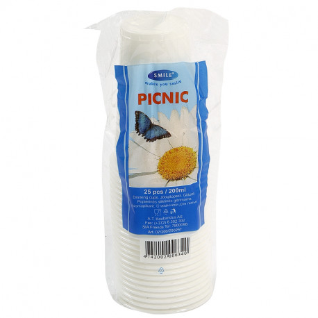 Smile joogitopsid 200ml, valged, 25tk