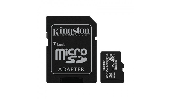 Kingston mälukaart microSDHC 32GB Canvas Select Plus 100MB/s + adapter