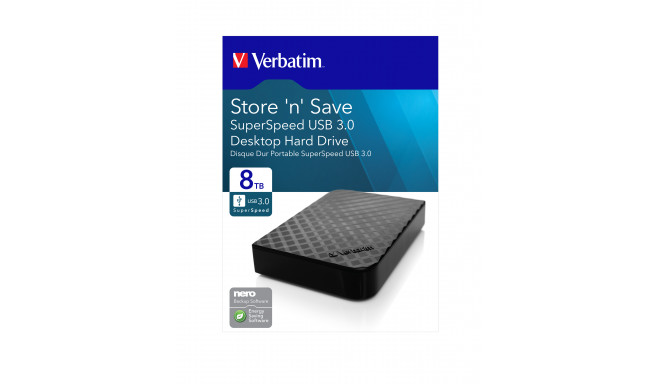 Verbatim external HDD Solid'n Save 8TB 3.5" USB 3.0