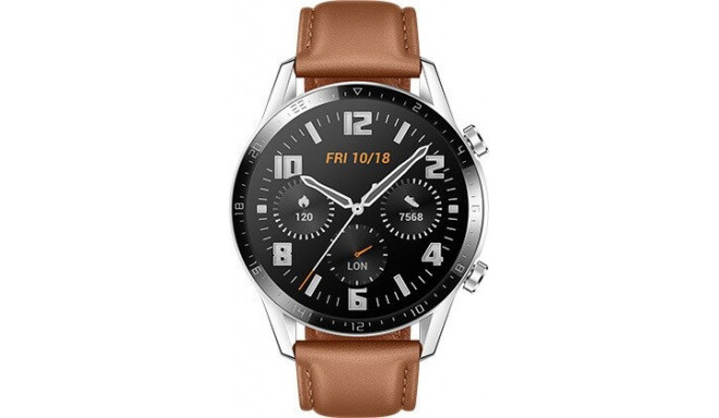Huawei Watch GT2 46mm Classic, hõbedane/pruun nahk