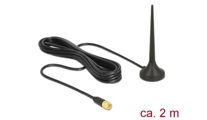 Delock LTE / GSM / UMTS Antenna SMA plug 3 dBi fixed omnidirectional with magnetic base and connecti
