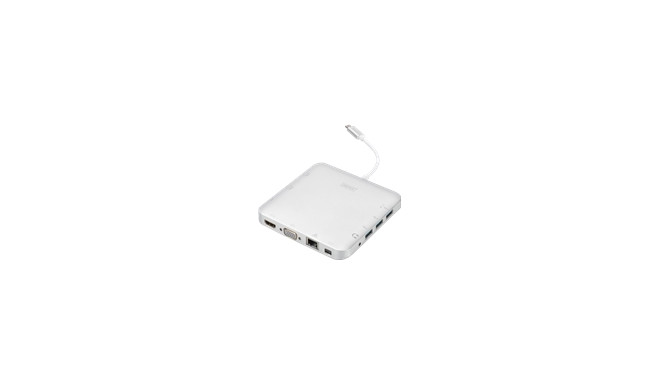 DIGITUS Universal Docking Station USB 3.1 Type C MicroSD SD/MMC VGA HDMI alumunium silver