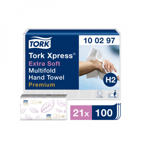 Lehtpaberrätikud Tork Xpress® Extra Soft Multifold, 21.2x34cm, 2-kih, 100 lehte H2 100297 (21 tk)