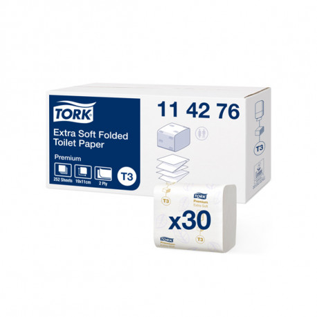Tualettpaber Tork Extra Soft T3, 11x19cm, 2-kih, 252lehte, valge 114276 (30 tk)