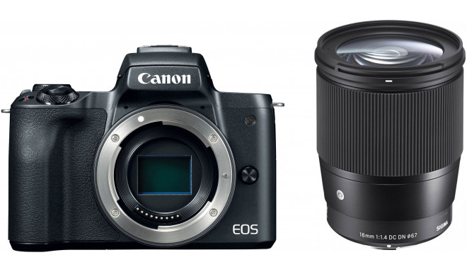 Canon EOS M50 + Sigma 16mm f/1.4, черный