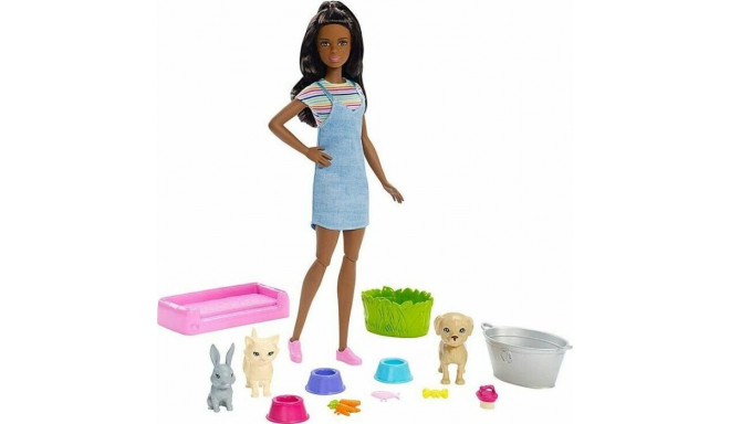Barbie Bath Fun Animals & Doll (brunette) - FXH12
