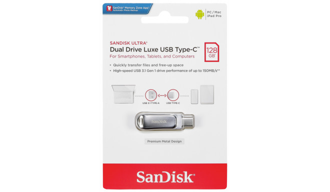 SanDisk flash drive 128GB Ultra Dual Drive Luxe USB-C (SDDDC4-128G-G46)