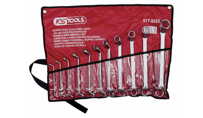 KS Tools Double Ring Spanner-Set cranked, 11-pi. 6-32mm 517.0222
