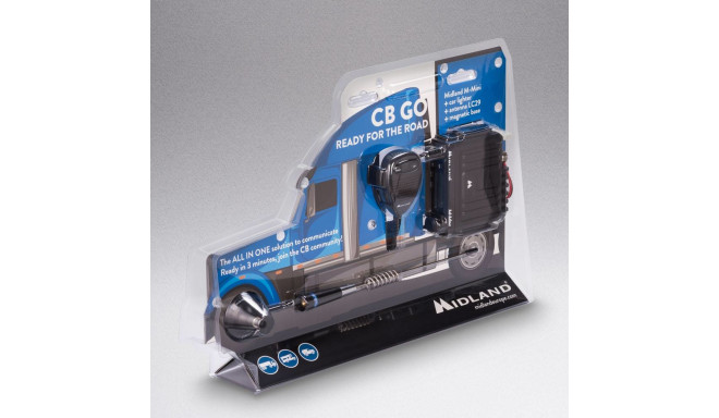 Midland CB-GO USB - M-Mini autoraadiosaatja ja LC29 magnetantenni komplekt