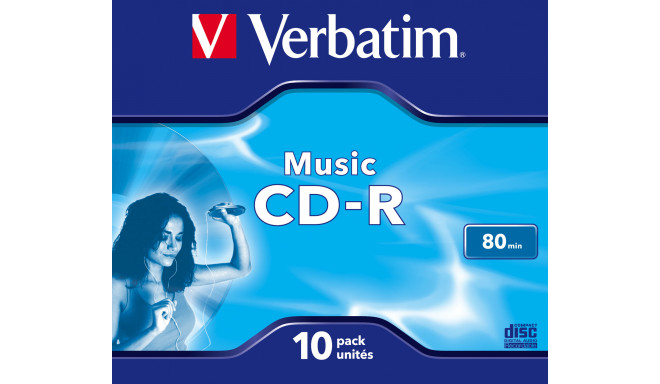 CD-R Verbatim Audio Music 80min (700MB) Jewel 10 (tavakarp, 10tk pakis) matt silver surface