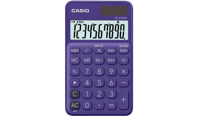 Taskukalkulaator Casio SL-310UC Purple/lilla - 10 kohaline, tava- ja päikesepatarei, 50gr, 8x70x118m