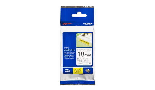 Kleepkirjalint Brother TZE-S241 Strong Adhesive, valge, must tekst, 18mm x 8m